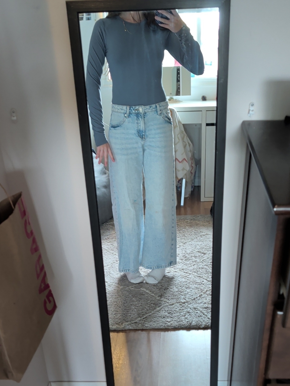 Kids Light Wash Wide Leg Jeans - Light Blue
